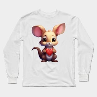 Valentine Kangaroo Holding Heart Long Sleeve T-Shirt